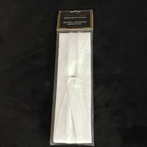 BRUNO CAPELO FASHION 3 PLEAT SATIN HAT BAND. WHITE PAISLEY PRINT.